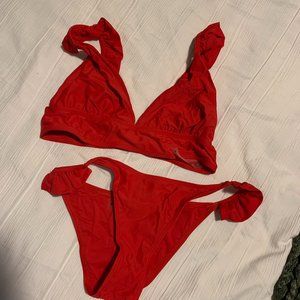 NWOT Ruffle Red Bikini Swimsuit